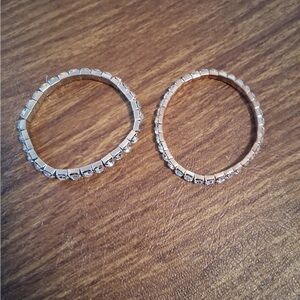 Elegant Silvertone, Goldtone and Clear Stone Stretch Tennis Bracelets